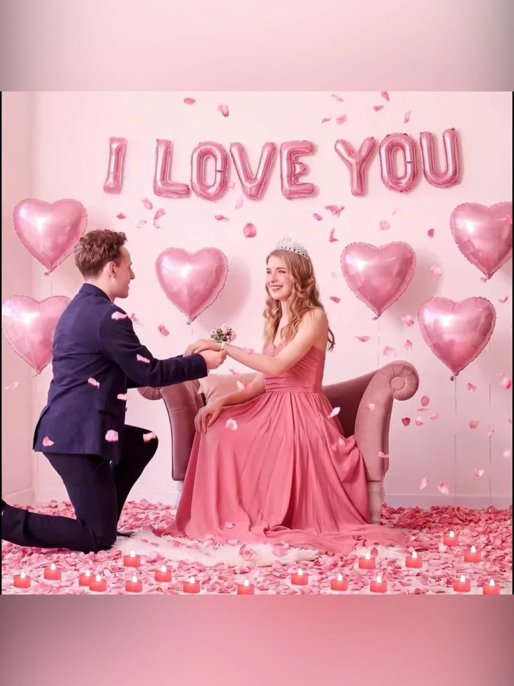 Romantic Pink 'I LOVE YOU' Balloon & Heart Party Set